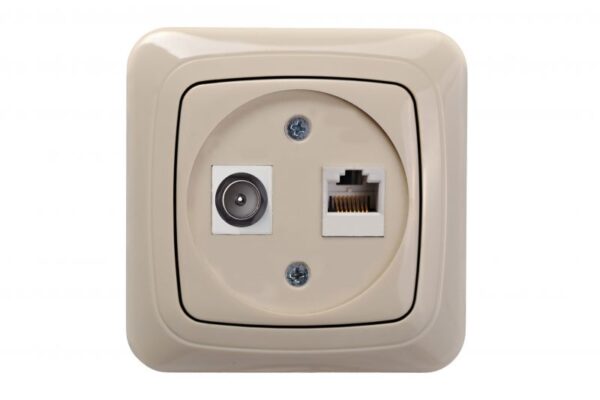 TV ir komp. liz. RJ45 kat.6a, be rėmelio – Smėlio