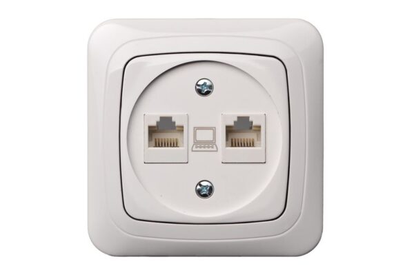Kompiuterio lizdas, 2xRJ45 CAT6A UTP, be rėmelio