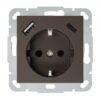 Kištukinis lizdas su įžeminimu + 3.4A max.USB A+C kroviklis, be rėmelio