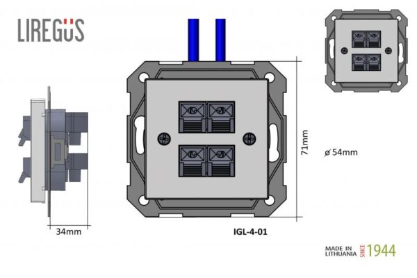 igl401wiringdimm_1646045672.en_.jpg Audio lizdas, 4 kontaktų 2-garsiakalbiams, be rėmelio