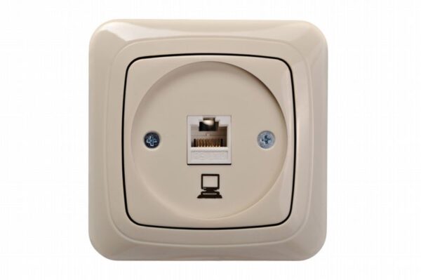 Kompiuterio lizdas, 1xRJ45 CAT6A UTP, be rėmelio – Smėlio