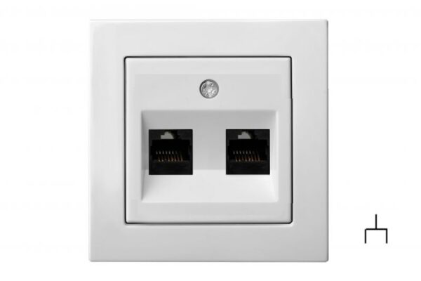 Kompiuterio lizdas, 2xRJ45 CAT6A UTP, be rėmelio