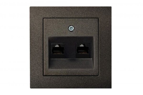 Kompiuterio lizdas, 2xRJ45 CAT6A UTP, be rėmelio – Juoda