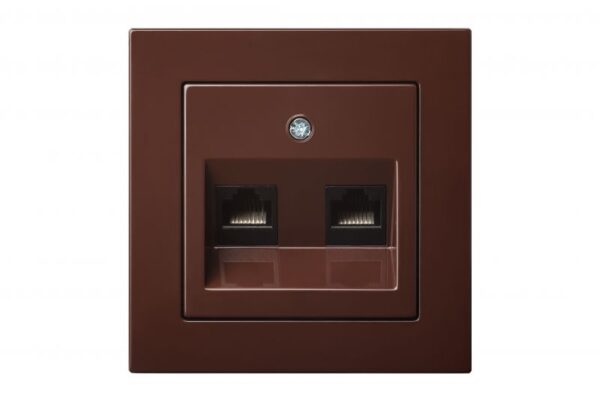 Kompiuterio lizdas, 2xRJ45 CAT6A UTP, be rėmelio – Ruda