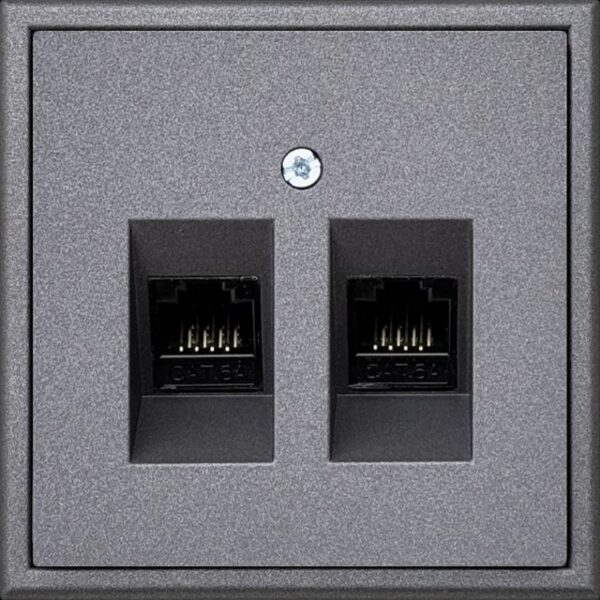 Kompiuterio lizdas, 2xRJ45 CAT6A UTP, be rėmelio – Juoda