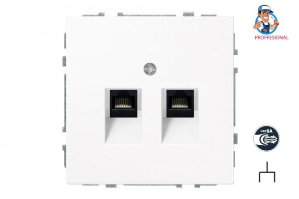 Kompiuterio lizdas, 2xRJ45 CAT6A UTP, be rėmelio