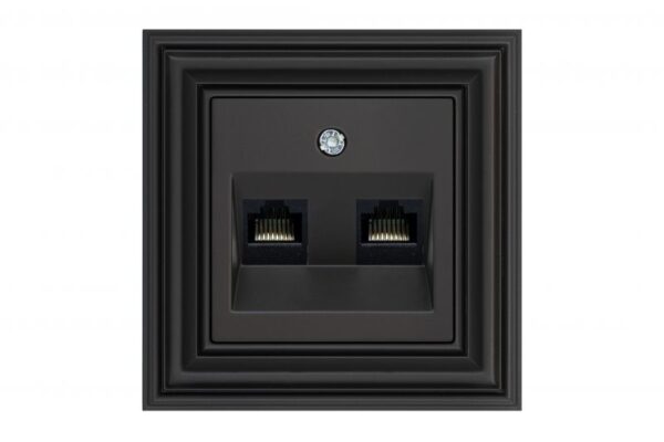 Kompiuterio lizdas, 2xRJ45 CAT6A UTP, be rėmelio – Juoda matinė