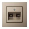 Kompiuterio lizdas, 2xRJ45 CAT6A UTP, be rėmelio – Šampano