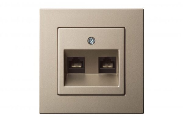 Kompiuterio lizdas, 2xRJ45 CAT6A UTP, be rėmelio – Šampano