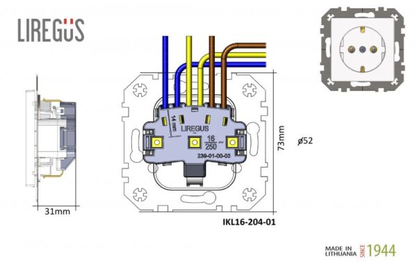 ikl1620401wiring_1645778914.lt_.jpg Kištukinis lizdas su įžeminimu, "Profi" SCHUKO®, be rėmelio
