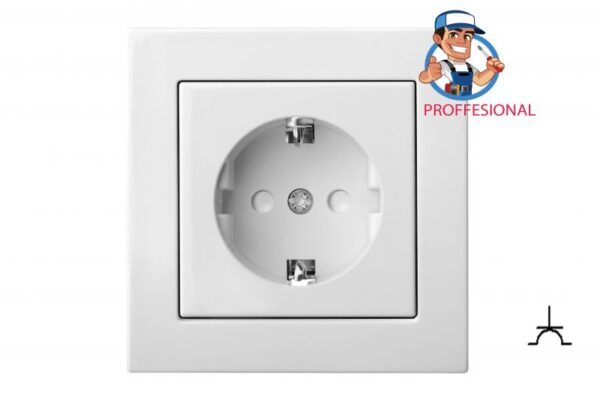 Kištukinis lizdas su įžeminimu, užsklandomis, "Profi" SCHUKO®, be rėmelio