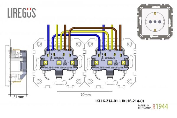 ikl1621401ikl162_1645780771.lt_.jpg Kištukinis lizdas su įžeminimu, užsklandomis, "Profi" SCHUKO®, be rėmelio