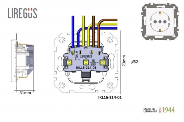 ikl1621401wiring_1645780756.lt_.jpg Kištukinis lizdas su įžeminimu, užsklandomis, "Profi" SCHUKO®, be rėmelio