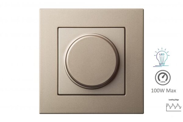 LED šviesos stiprumo reguliatorius 3-100W "Lead.edge", be rėmelio – Šampano