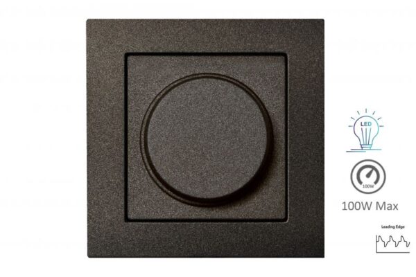 LED šviesos stiprumo reguliatorius 3-100W "Lead.edge", be rėmelio – Juoda