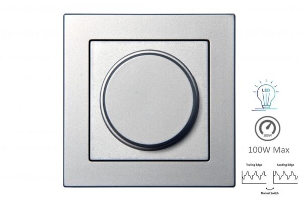 LED šviesos stiprumo reguliatorius "Lead/Trail.edge"switch.3-100W, be rėmelio – Metalik