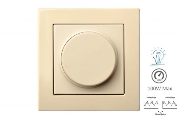 LED šviesos stiprumo reguliatorius "Lead/Trail.edge"switch.3-100W, be rėmelio – Smėlio