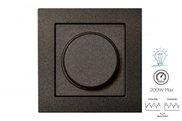 LED šviesos stiprumo reguliatorius "Lead/Trail.edge" 5-200W, be rėmelio – Juoda