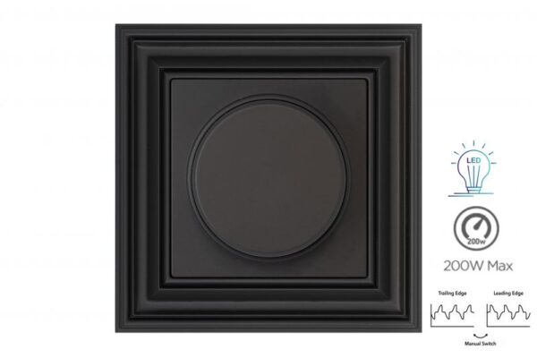LED šviesos stiprumo reguliatorius "Lead/Trail.edge" 5-200W, be rėmelio – Juoda matinė