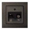 TV+Kompiuterio lizdas, 1xRJ45 CAT6A UTP, be rėmelio – Juoda