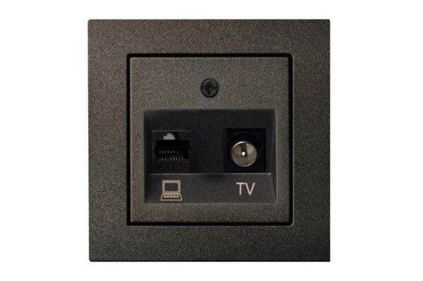 TV+Kompiuterio lizdas, 1xRJ45 CAT6A UTP, be rėmelio – Juoda