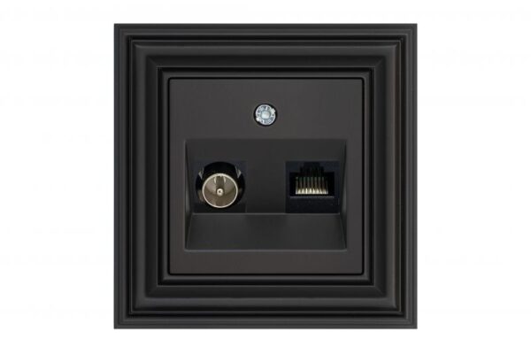 Il.TV ir komp liz. RJ45 kat.6e."Retro" kremine matine sp.b/r – Juoda matinė