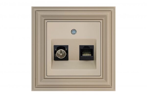 Il.TV ir komp liz. RJ45 kat.6e."Retro" kremine matine sp.b/r – Kreminė matinė