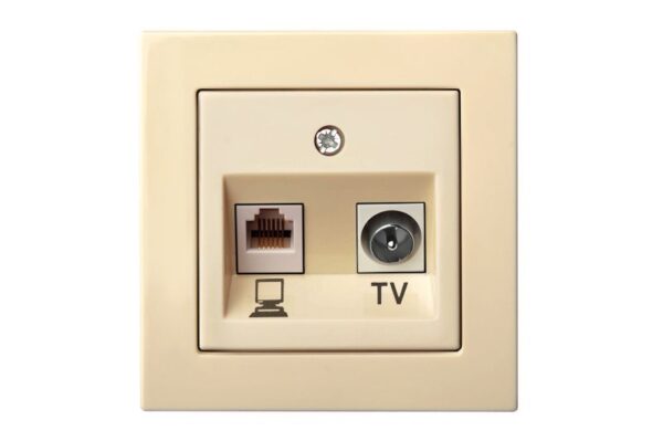 TV+Kompiuterio lizdas, 1xRJ45 CAT6A UTP, be rėmelio – Smėlio
