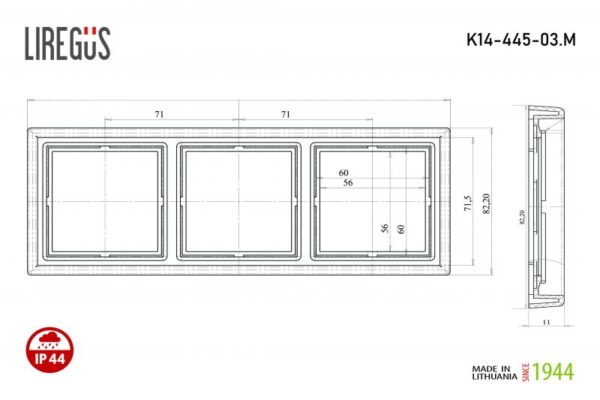Remelis 3v.balta mat.sp. (82.2x224.2mm.horizont.ir vert.montavimui)