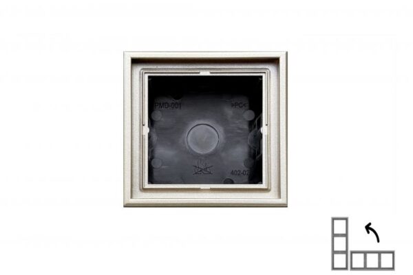Paviršinio montavimo dėžutė Cube 83x83x47mm.nejungiama, 581, su rėmeliu – Šampano
