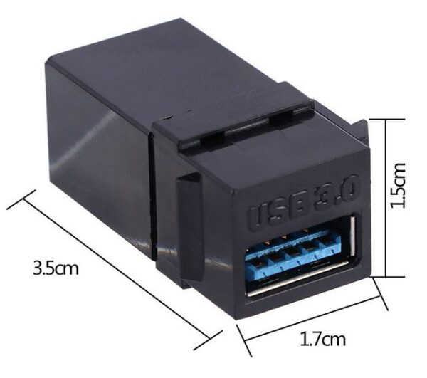 Modulis USB, "Keystone tipas" (komponentas montuoti apdailoje), juodas